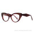 Cat Eye Rhinestone Acetate Optical Frame Glasses